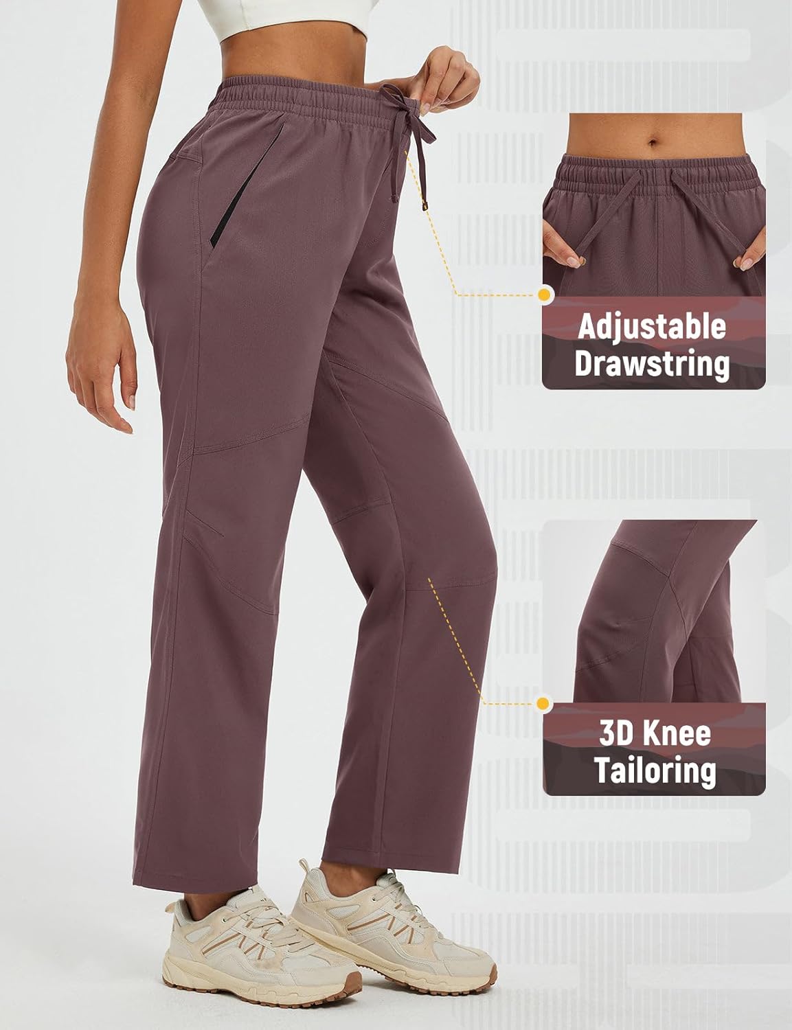 baleaf Women's Hiking Pants Ripstop Water Resistant Lightweight Quick Dry Zip Pockets UPF50+ Travel Clothes - Image 7