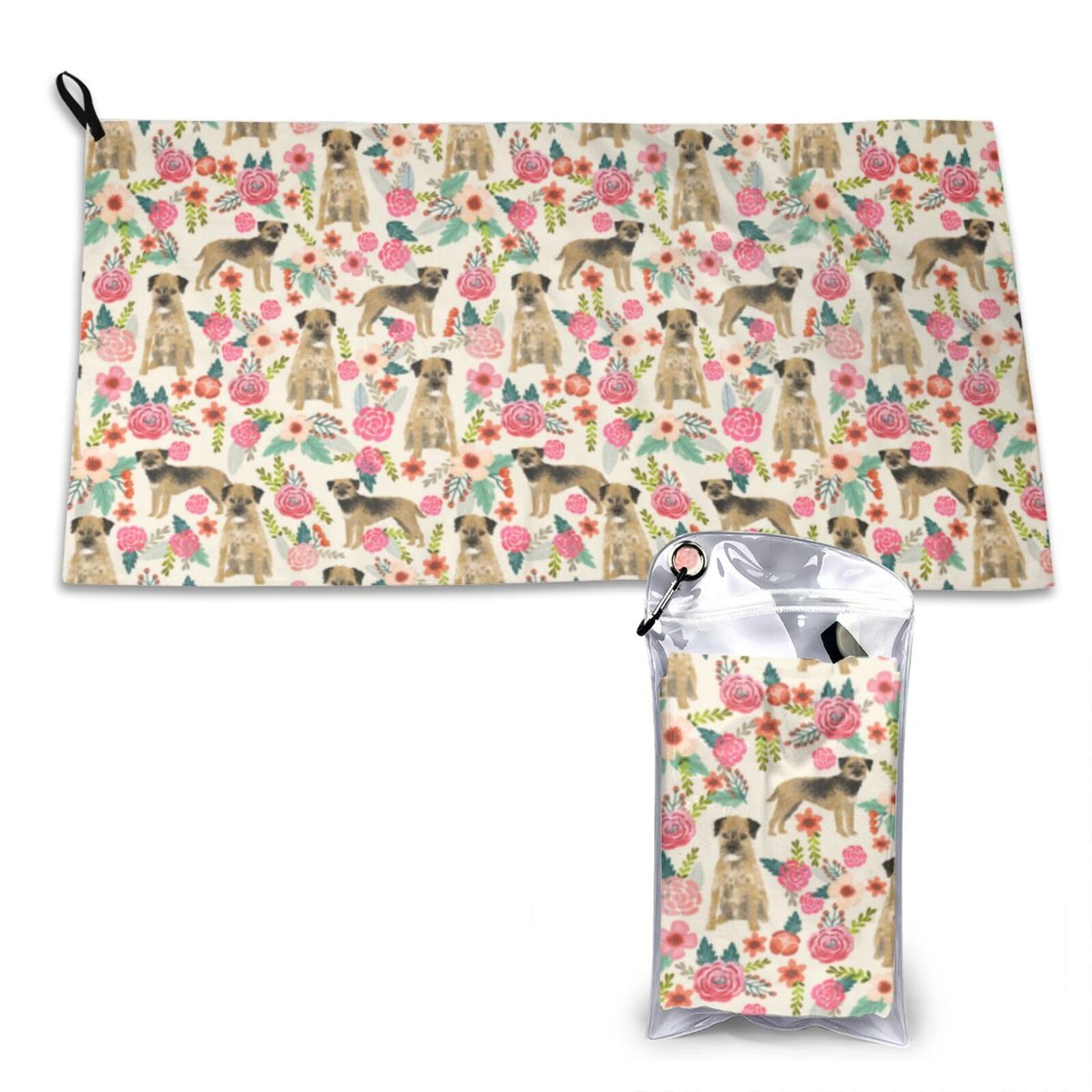 BYwenhopnbs Border Terrier Dog Vintage FloralsQuick Dry Towel,Microfiber Towels Bulk for Adults 16"x 1685"