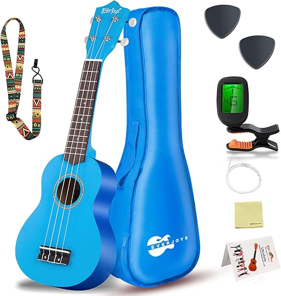 Everjoys Soprano Ukulele Beginner Pack21 Inch w/Free