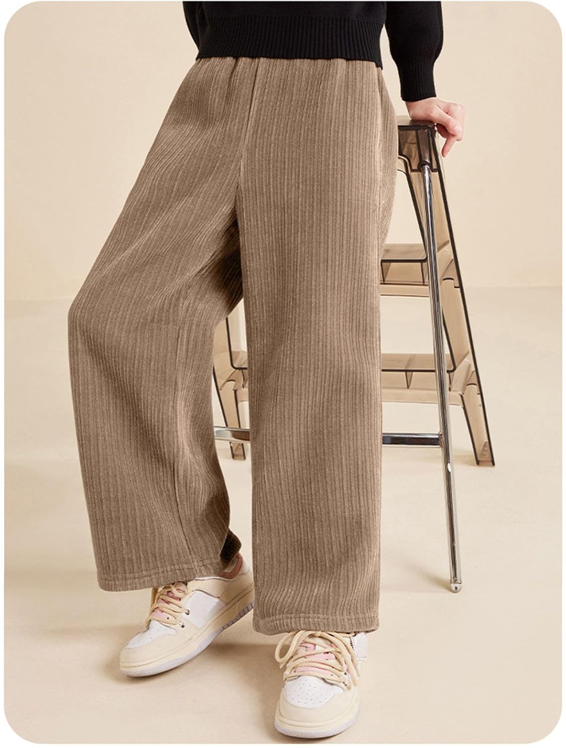 Valcatch Kids Girls Oversized Wide Leg Pant Fleece Thick Lined Warm Active Loose Sweatpants Tracksuit Bottoms Age 4-16 Years