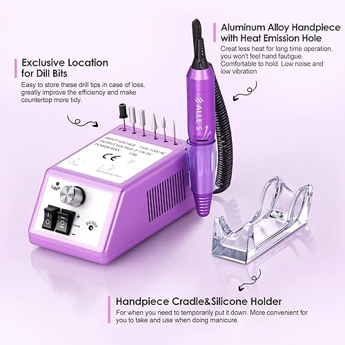 Miniatura 4 de Efile - Taladro de uñas profesional de 20000 RPM, kit de limador de uñas eléctrico para uñas de dedos, uñas de gel acrílico, herramientas de taladro