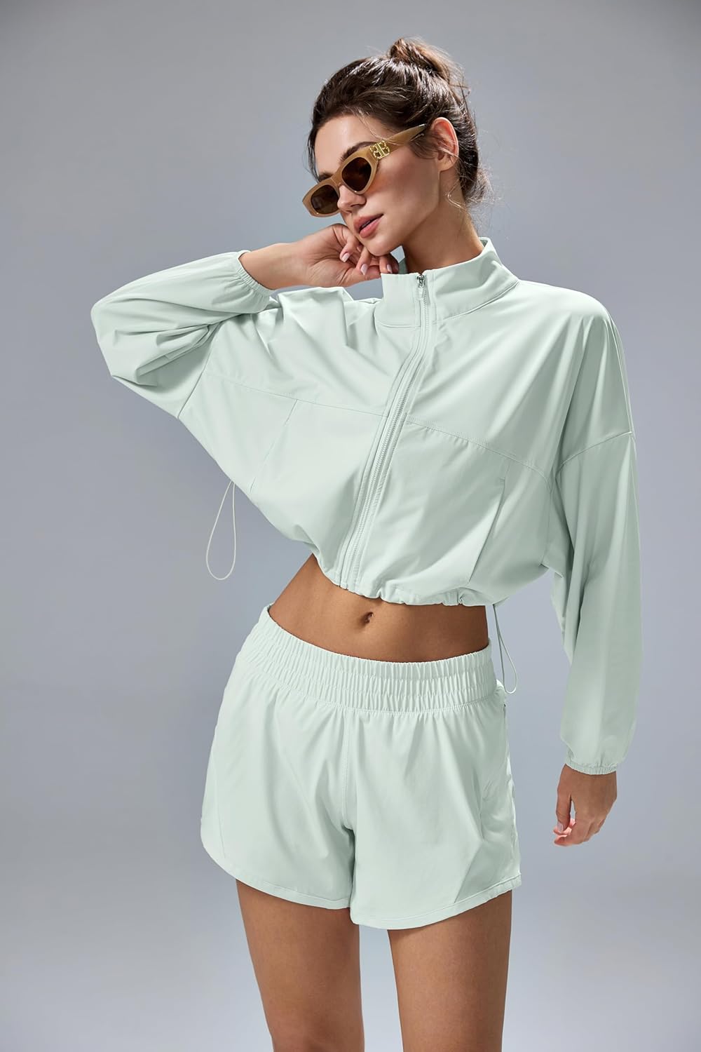 altiland Women's UPF 50+ Sun Protection Cropped Zip Up Jackets for Athletic Workout Running Cool Feeling - Image 3