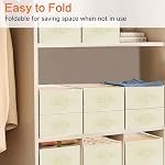 Storage Baskets 3 Pack - Large Fabric Storage Bins for Shelves, Collapsible Storage Baskets for Shelves for Organizing Closet Shelf, Closet Storage Bins with Handles (Beige, 39x29x14cm)
