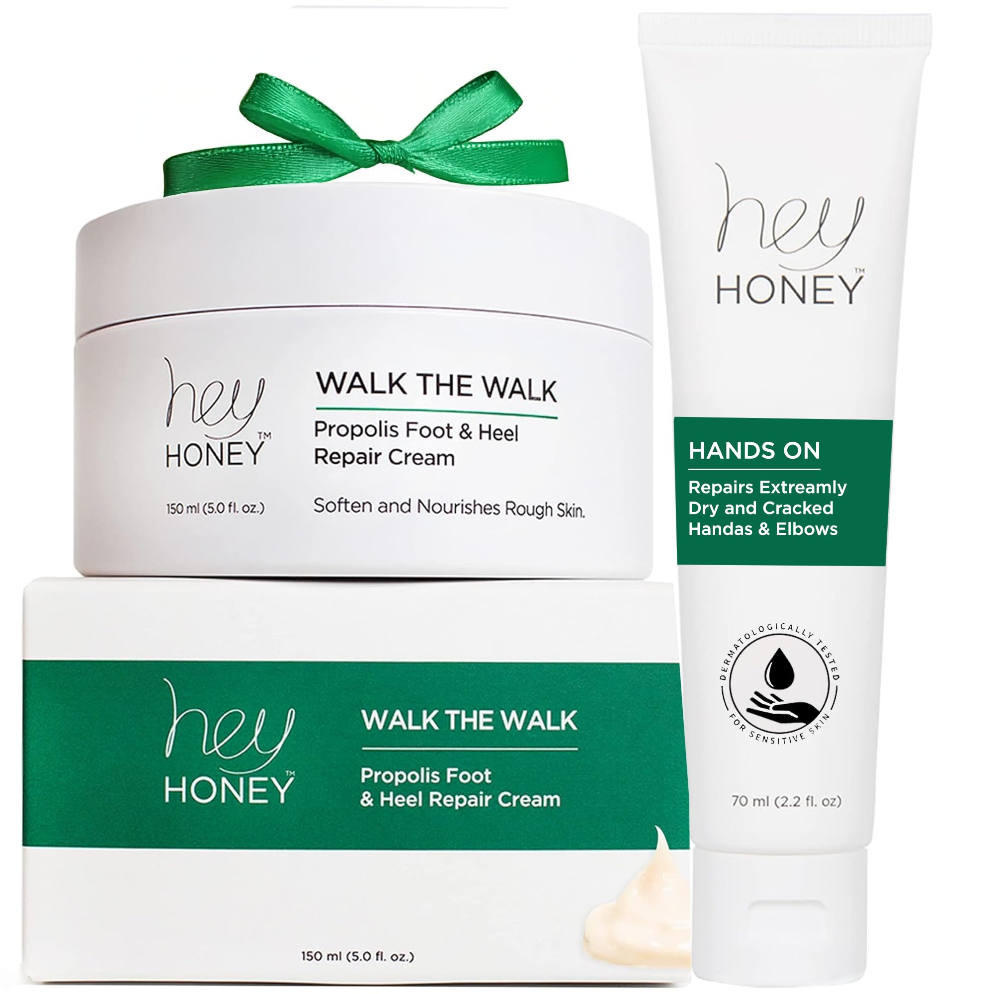 Hey Honey Skincare Hands & Feet Haydration Treatment Gift Set | Spa Grade Home Treatment For Extremely Dry Skin | Instant Relief For Cracked Elbows,