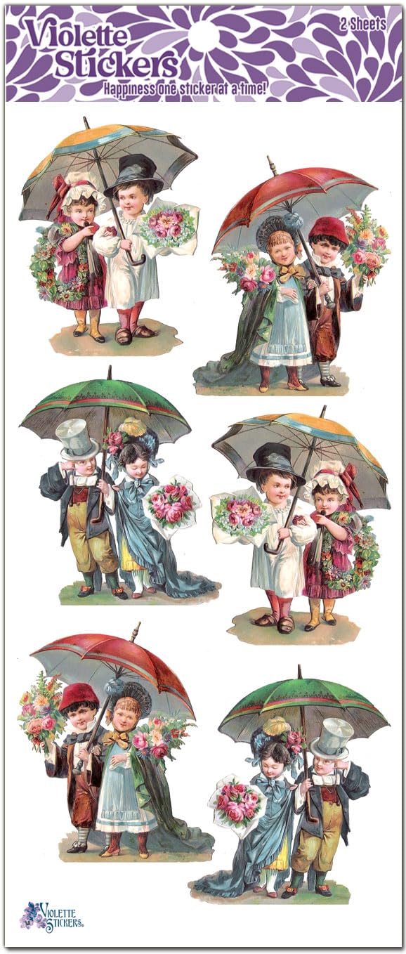 Victorian Umbrella Children Stickers