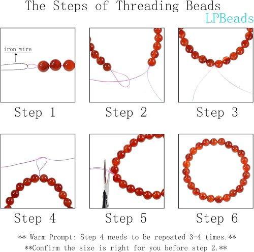 Miniatura 6 de LPBeads Juego de cuentas de piedra natural de 0.315 pulgadas, redondas, sueltas, colores surtidos con accesorios para hacer pulseras y joyas (kit de