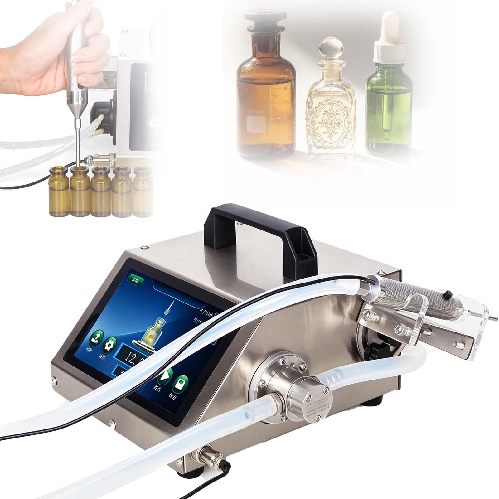 Mała Automatyczna Napełniarka Do Kropli Do Oczu, Mała Maszyna Do Napełniania Butelek, Objętość Napełniania 1-100 Ml, 100-600 Ml/Min, Do Butelek O średnicy Wewnętrznej ≥2 Mm, Olejków Eterycznyc(HD1380)