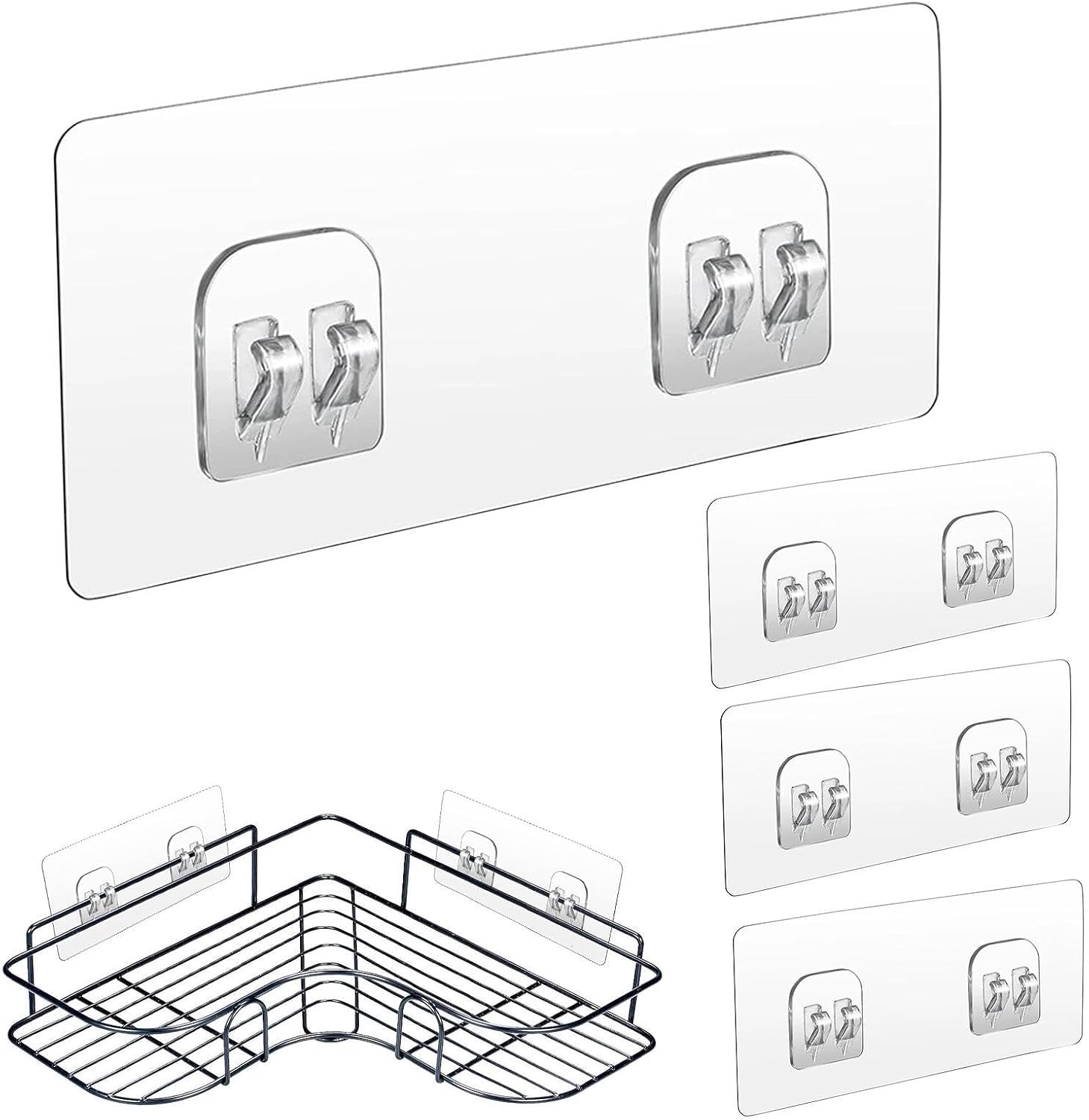 Shower Rack Adhesive Pads, Organizer Mount Stickers, 4PCS Replacement Kit
