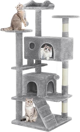 33% off deal for 54 Inch Cat Tree Tower with Sisal Scratching Posts | Multi-Level Cat Tower with Climbing Ladder, Play Toy Balls House for Indoor Cats on Amazon