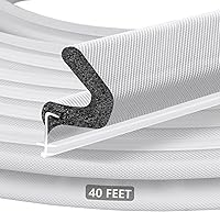 40FT Kerf Weather Stripping Door Seal - Extra Long Light Blocking Seal for Large Gaps, Easy No-Adhesive Install (White)
