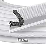 40FT Extra Long Kerf Weather Stripping Door Seal for Large Gaps and Easy Installation (White)