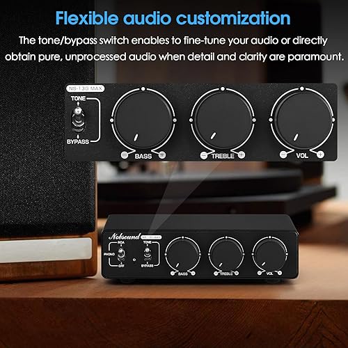 Miniatura 6 de Nobsound - Amplificador estéreo de 300 x 2 pulgadas de ancho con entrada de fono, mini amplificador de potencia de alta fidelidad clase D para cine