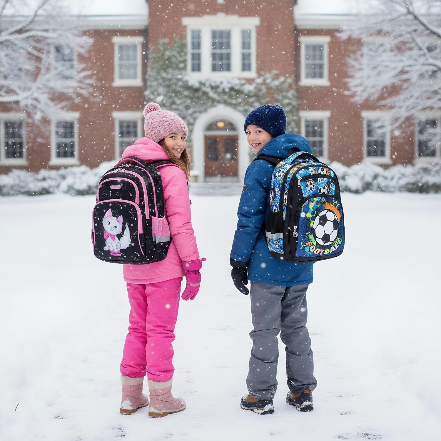 Cusangel Cute Cat Backpack for Girls Kawaii Backpack for Preschool Elementary Kindergarten,Large Capacity,16 Inch - Image 3