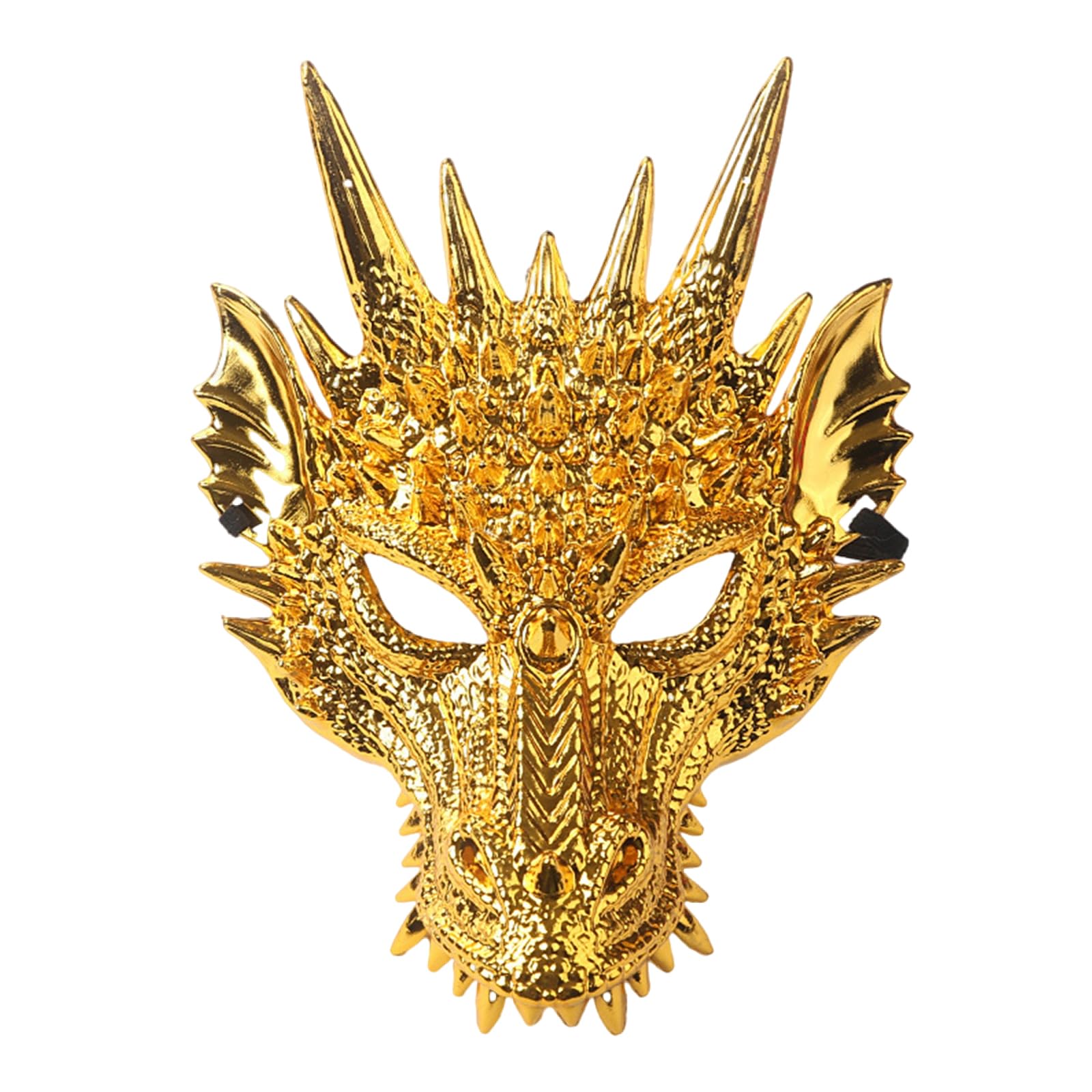 Eghunooye Dragon Mask Halloween Masquerade Masks Half Face Cosplay Costume Adult Halloween Cosplay Prop (Gold, One Size)