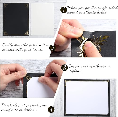 Miniatura 3 de 100 piezas de soporte de certificado de una sola cara con borde de lámina dorada para certificados de 85 x 11 pulgadas cartulina documentos de