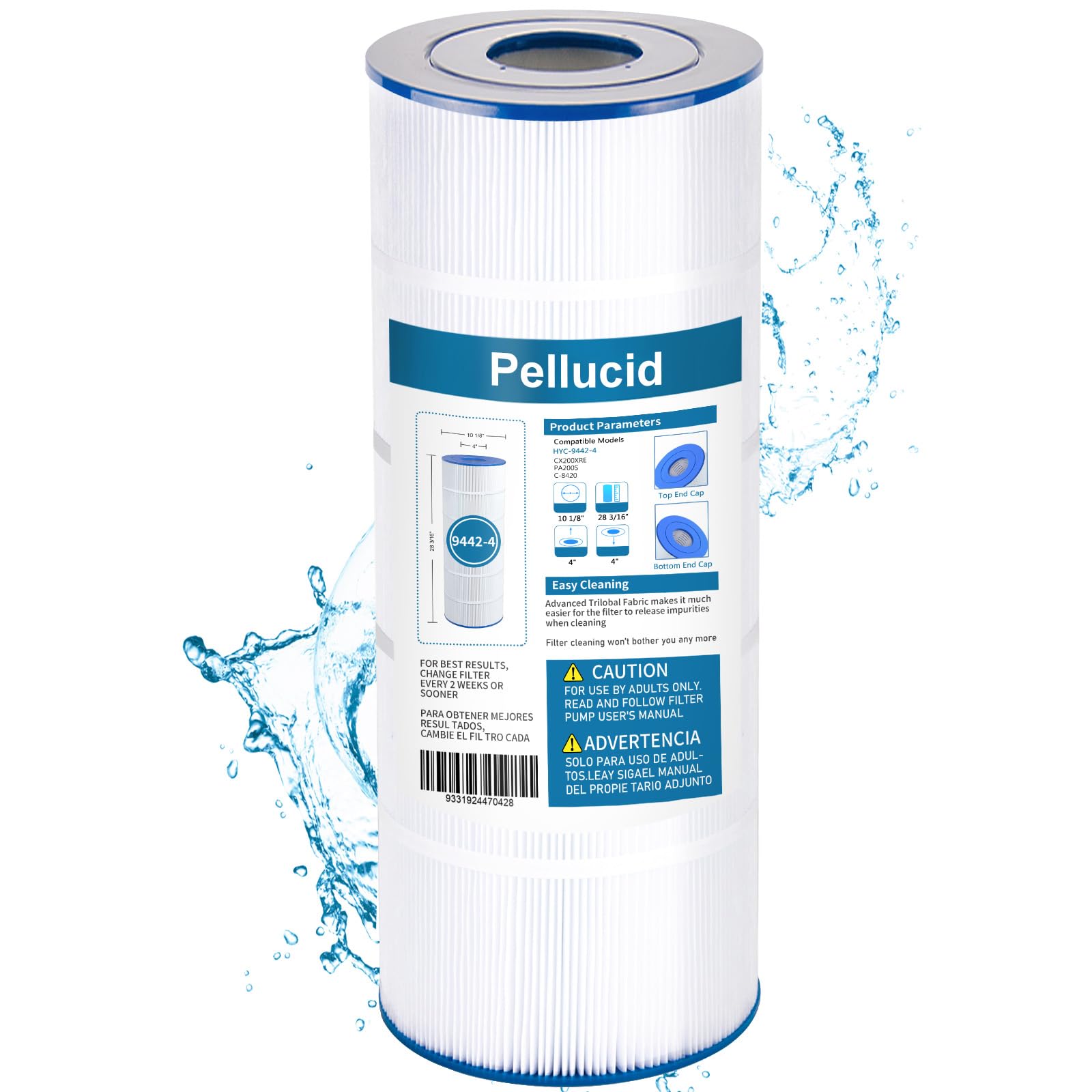 PELLUCID Pool Filter Compatible with C200S, PA200S, Hayward CX200XRE, SwimClear C200S, Unicel C-9442, Ultral-D5, 200 sq.ft Filter Cartridge 1 Pack