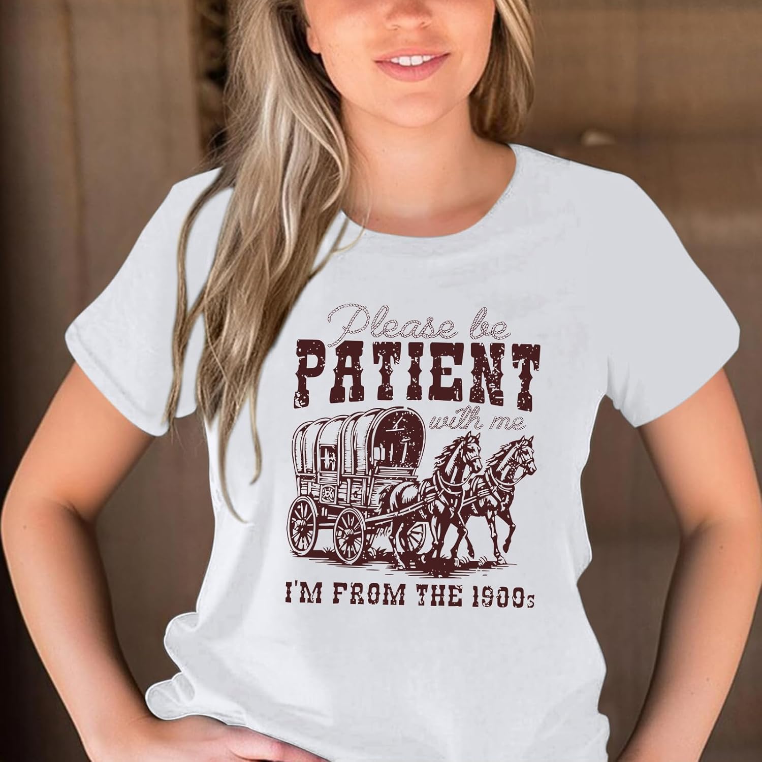 Please Be Patient with Me I'm from The 1900s Shirt Women Funny Tshirts Vintage Graphic Tees 90s Country Shirts Tops - Image 5