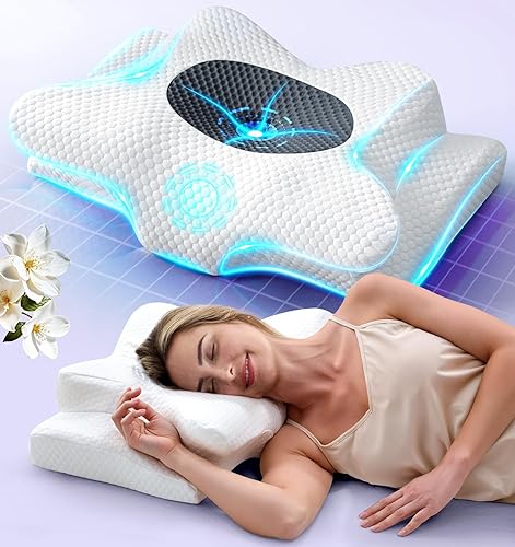 Almohada cervical aprobada por el doctor para dormir, almohadas ergonómicas con contorno para dormir de lado para adultos, almohada ortopédica Gris