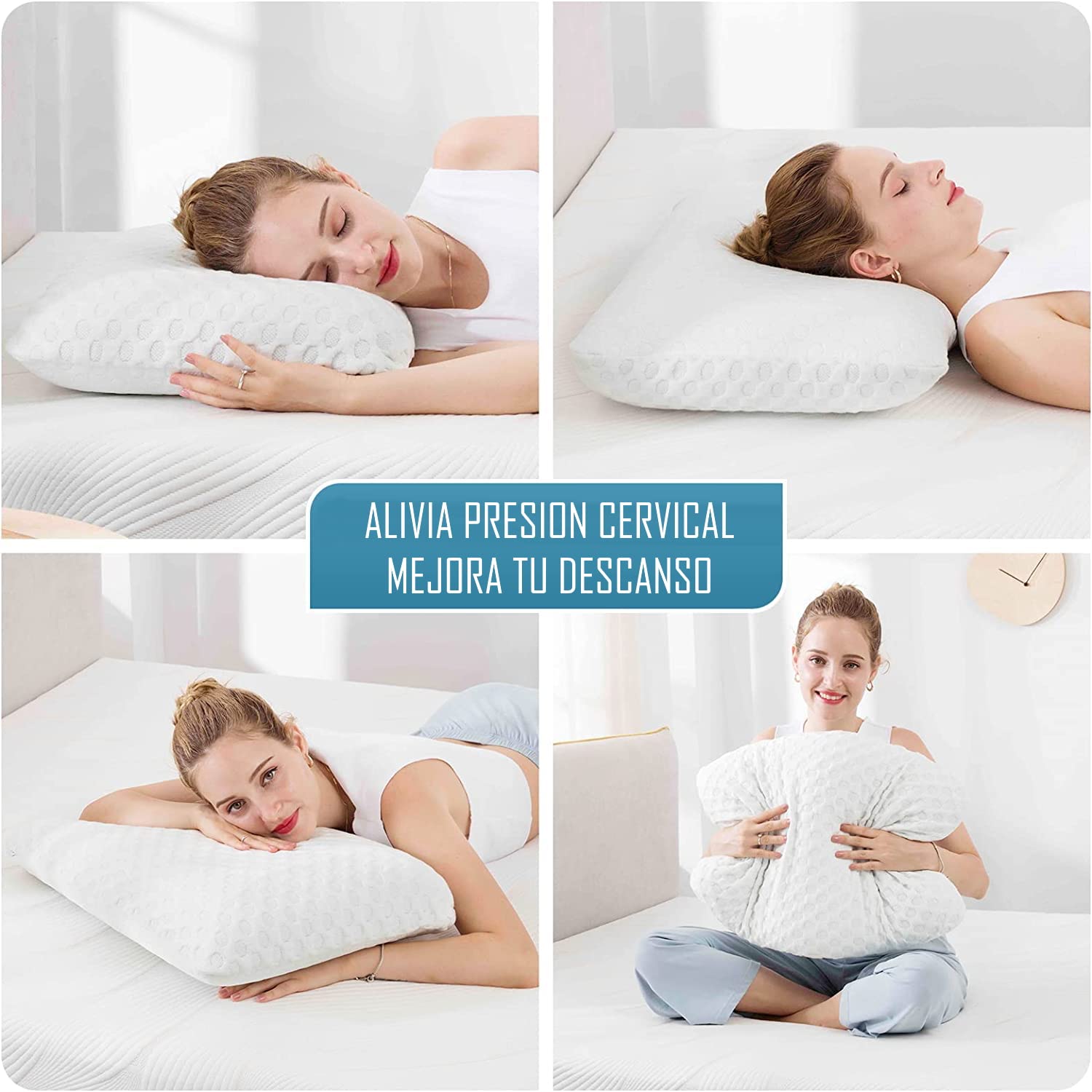 Almohada viscoelastica | Nucleo 100% Viscoelastico | Almohada 105 Pack 2 | Doble Funda y Cremallera | Fabricada en España | Cervical | Termoregulable