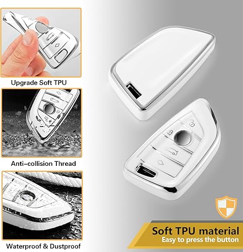 Miniatura 2 de Funda para llavero BMW con llavero de cuerda trenzada de metal para accesorios BMW, funda suave con forma de hoja mejorada para llaves 135 Series