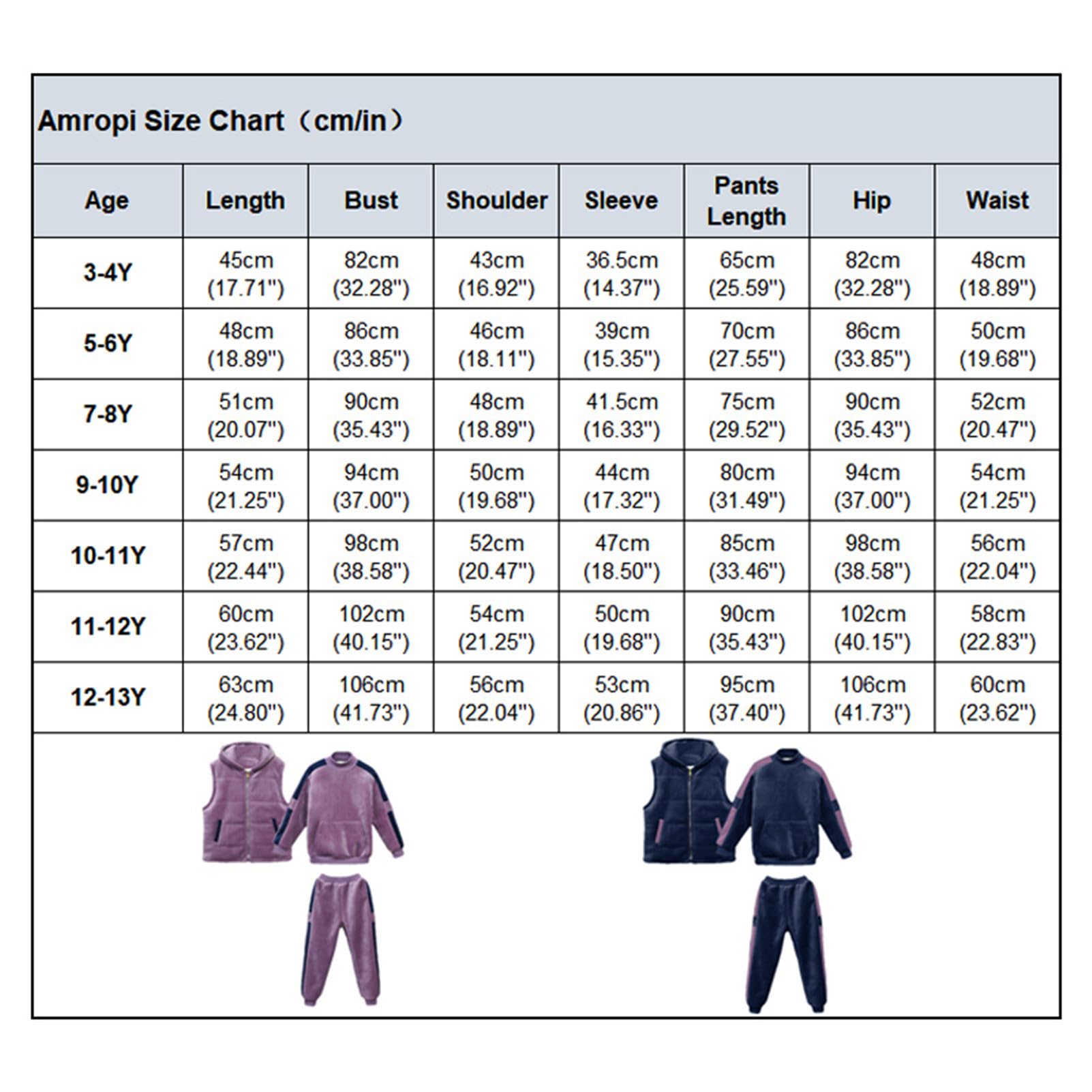 amropi Niña Chándales Sudadera con Capucha y Chaleco y Pantalones 3 Piezas Conjunto de Ropa para 3-13 años
