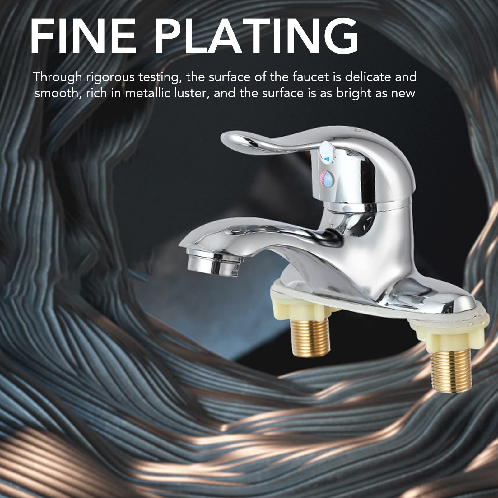 Basin Mixer Tap, 2 Hole Bathroom Sink Tap with Single Handle Hot and Cold Control - Image 3