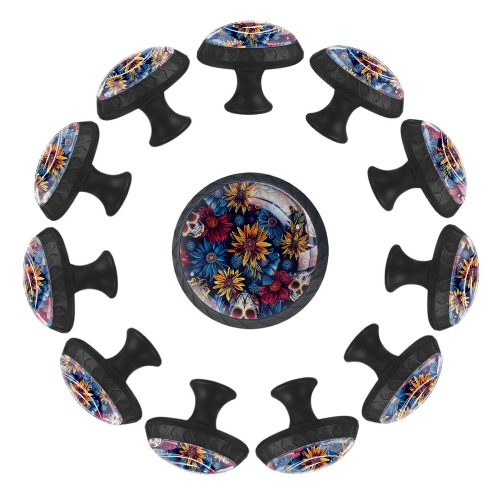 Matériel durable boutons de tiroir en cristal avec motifs fleuris et crâne de qualité