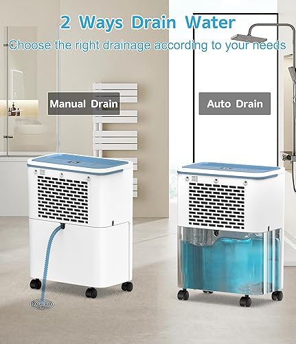 Miniatura 6 de FRESHDEW Deshumidificador, deshumidificadores de 30 pintas para el hogar, deshumidificadores de 1500 pies cuadrados con manguera de drenaje, tanque