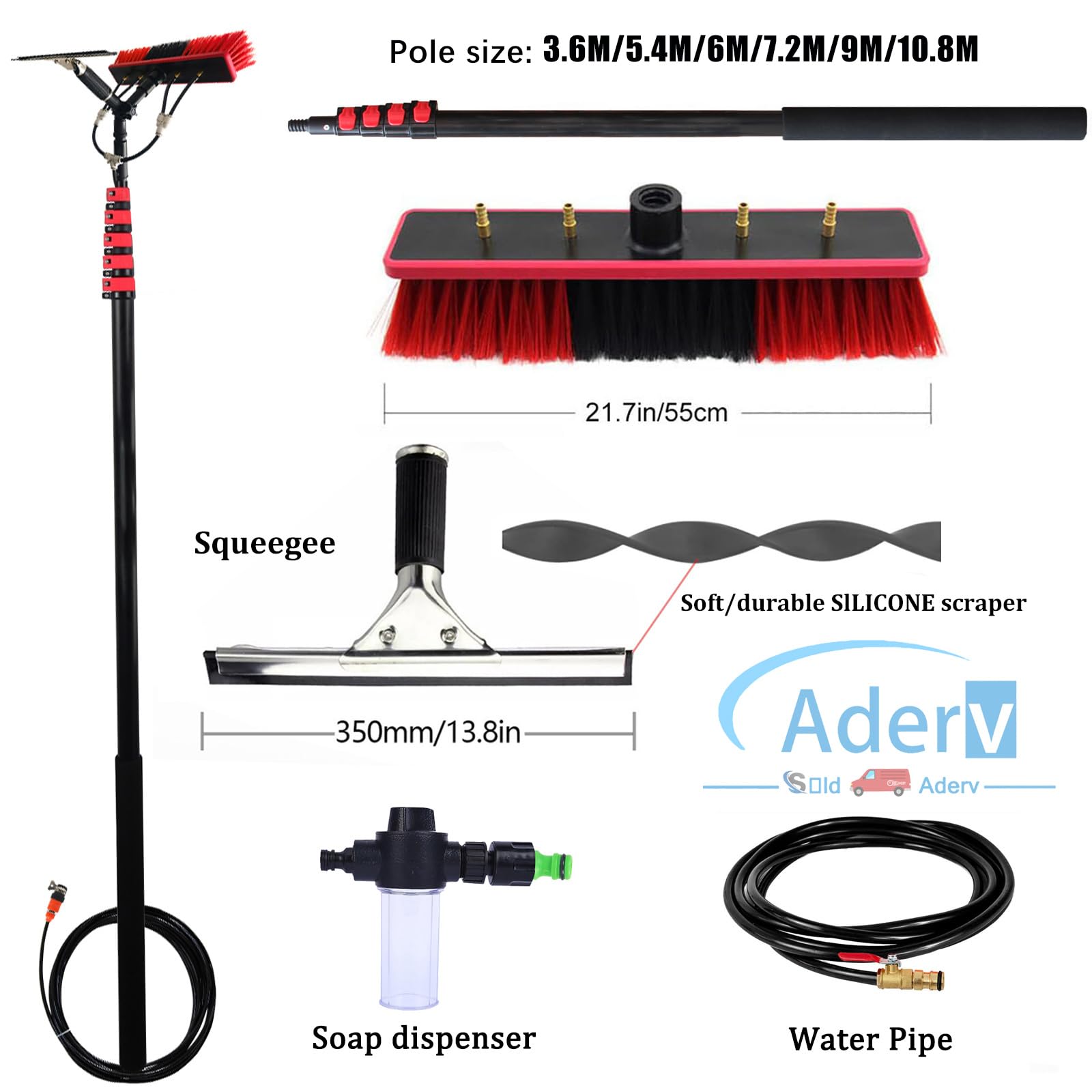 Teles - Cepillo de techo con kit de limpieza de paneles solares, perfecto para exteriores y exteriores, herramienta eficiente de mantenimiento de paneles solares para propietarios de viviendas