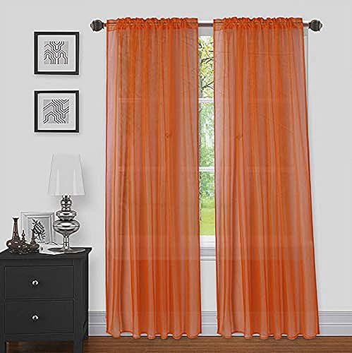 Vista 18 de Sapphire Home Cortinas traslúcidas negras de 63 pulgadas de largo, juego de 2 paneles de cortinas traslúcidas, filtrantes de luz, cortinas