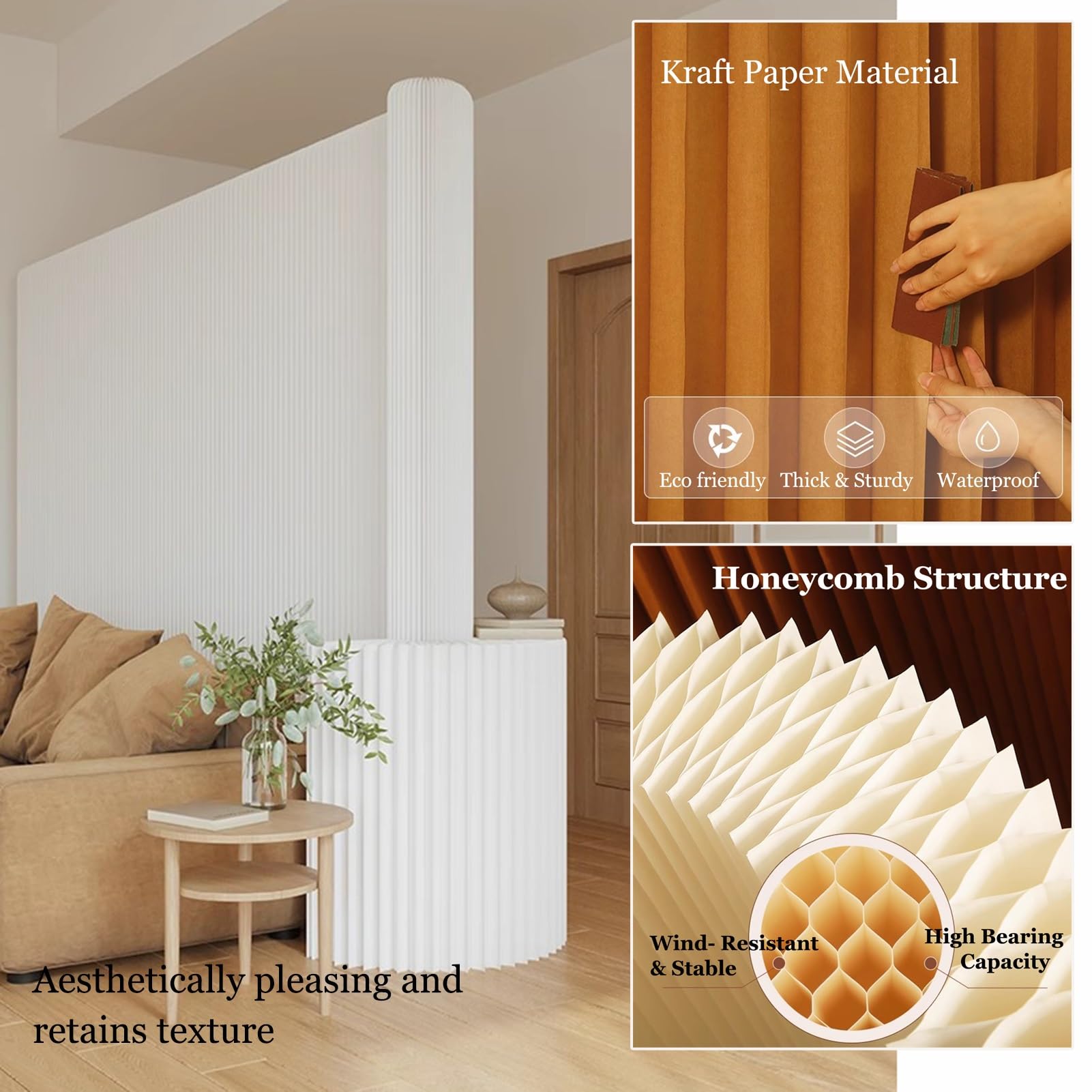 Divisori per ambienti, Pareti divisorie pieghevoli for la privacy con ripiano portaoggetti(2.4x5m/7.87x16.4ft)