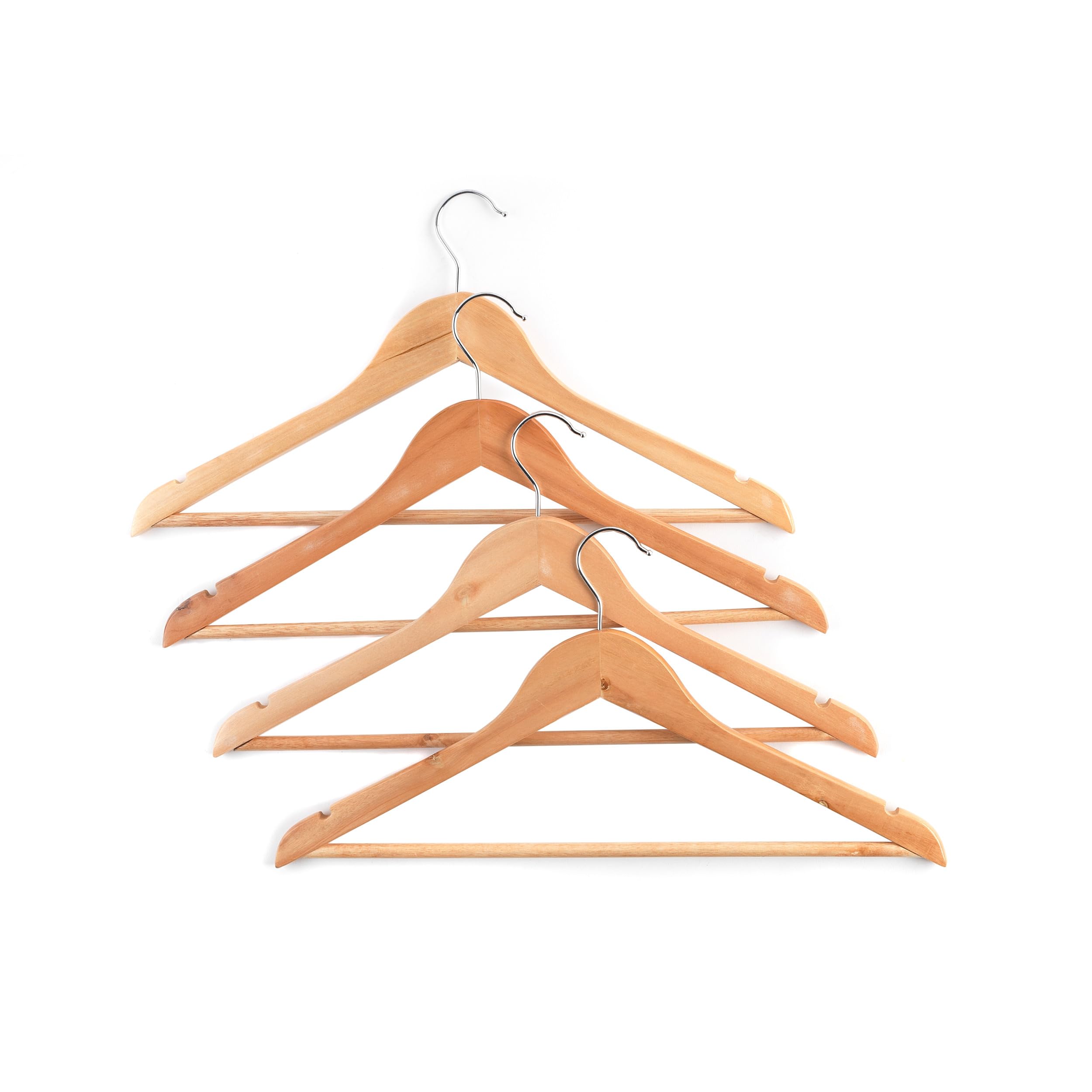 Beldray Wooden Coat Hangers Set of 4, Trouser Bar Rotating Hook, FSC®-certified