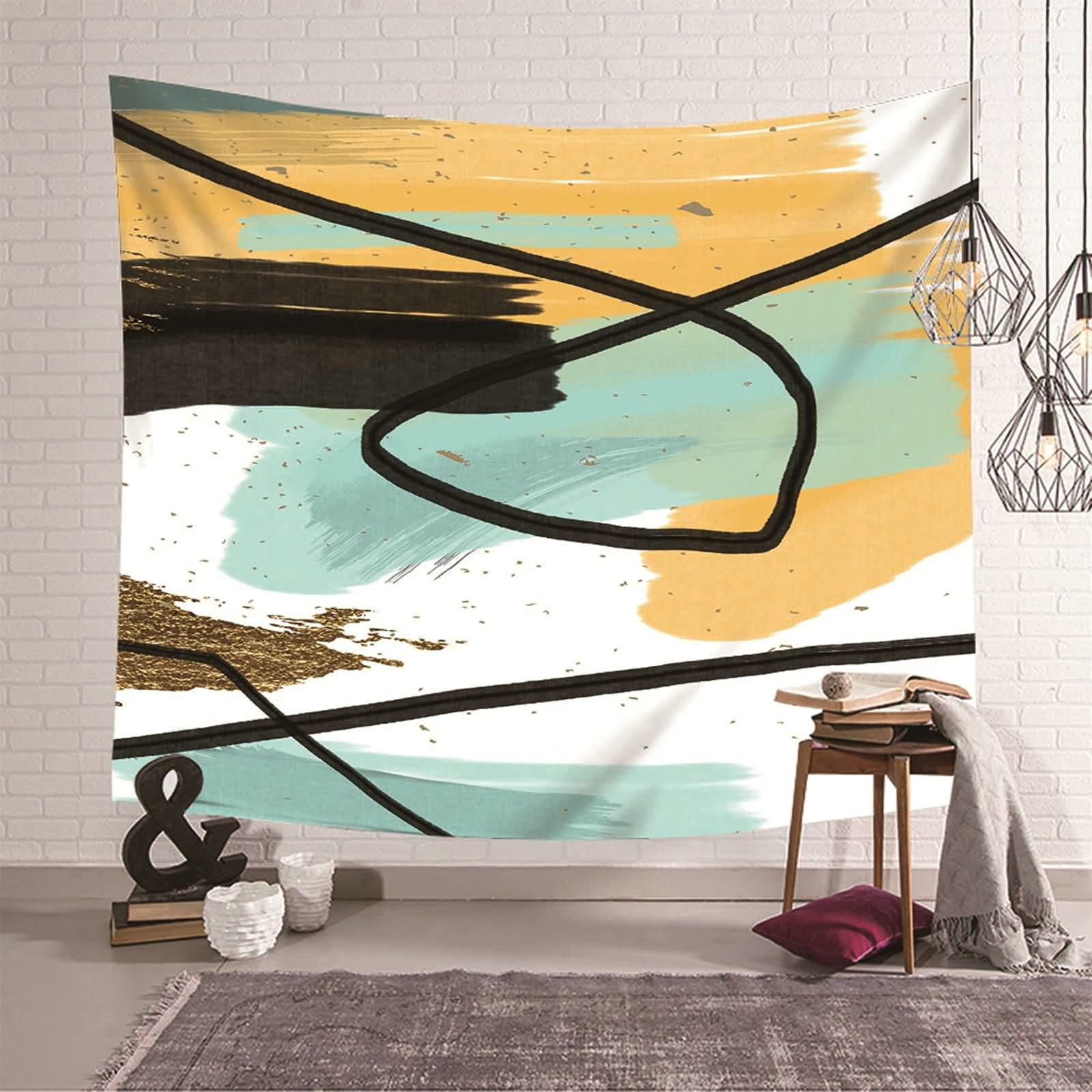 Tapiz de pared de poliéster KnSam con graffiti urbano moderno para decoración, 150x130 cm
