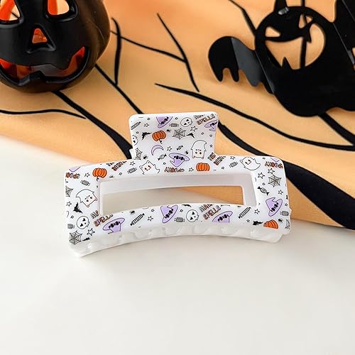 Miniatura 3 de Pinzas cuadradas para el cabello de Halloween, pinzas de pelo fantasma, calabaza, telaraña, murciélago, clip de pelo grande, accesorios para el
