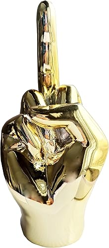 mozhixue Estatua de dedo de resina de decoración dorada de 7.8 pulgadas, escultura de mano para mesa, escritorio, regalos