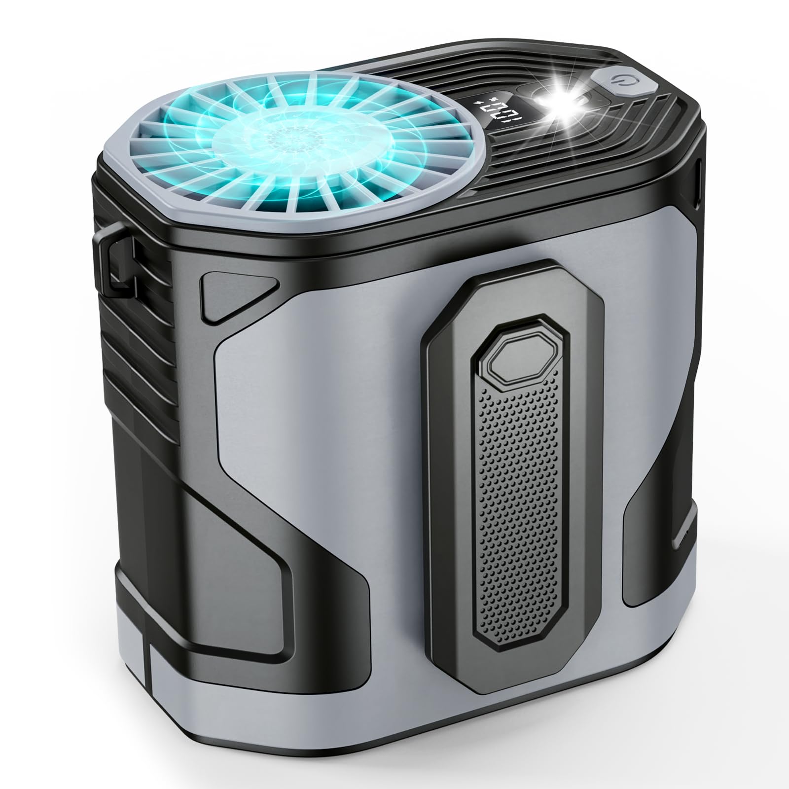 Ventilador de cintura portátil recargable con 10 velocidades, flujo de aire potente, ventilador de cintura manos libres, ventilador con clip fresco debajo de la camisa para acampar, al aire libre, sit