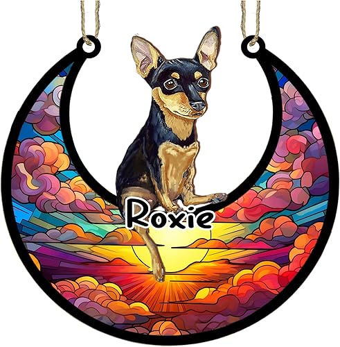 Vista 62 de LOVELYPOD Adorno de Navidad personalizado de perro pastor alemán, atrapasoles conmemorativo, adorno de Navidad de pastor alemán con nombre, pérdida