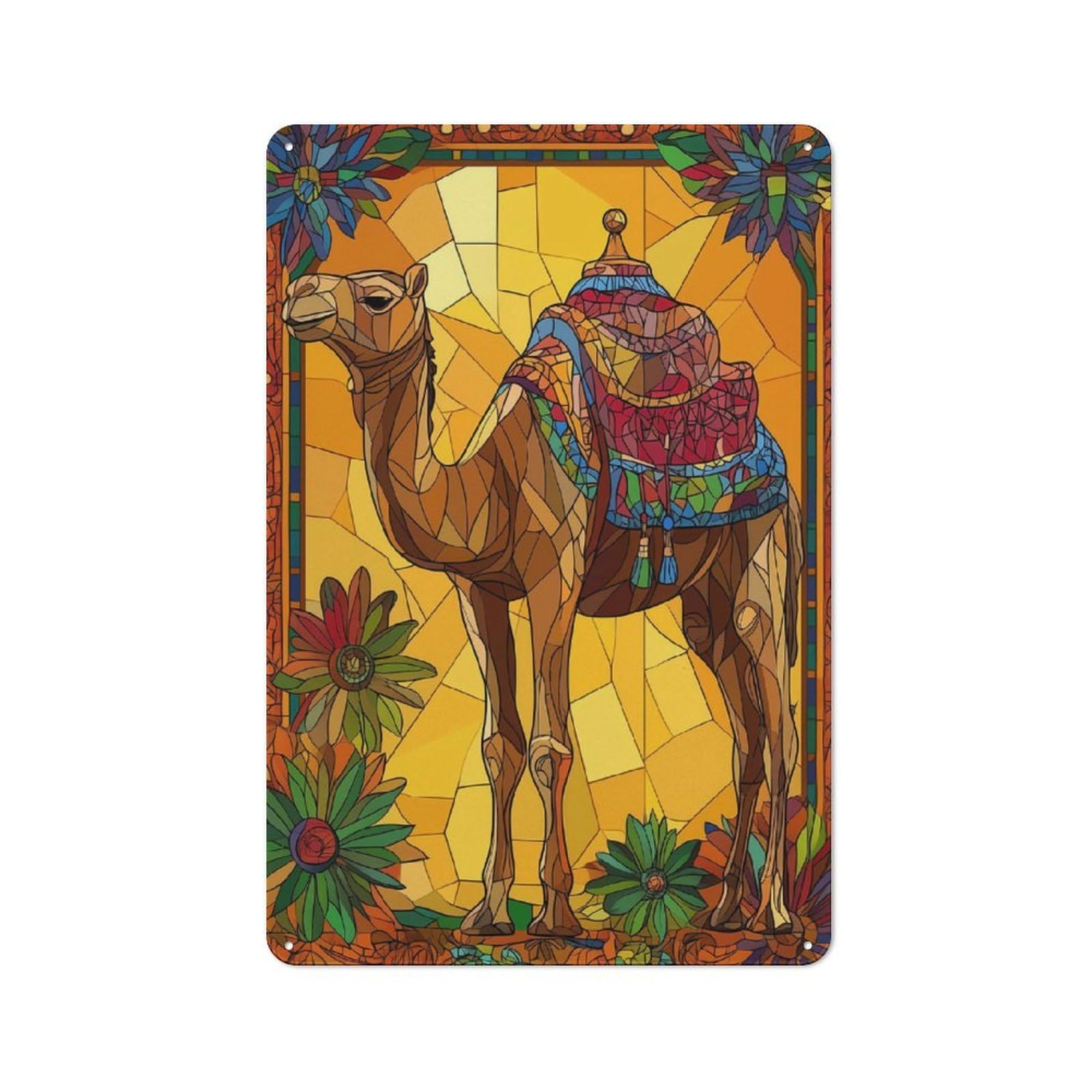 Everyday Camel Stained Glass Art Metal Gift Sign 30x20cm, Room Wall Plaque for Home, Shop, Pub Or Studio Wall