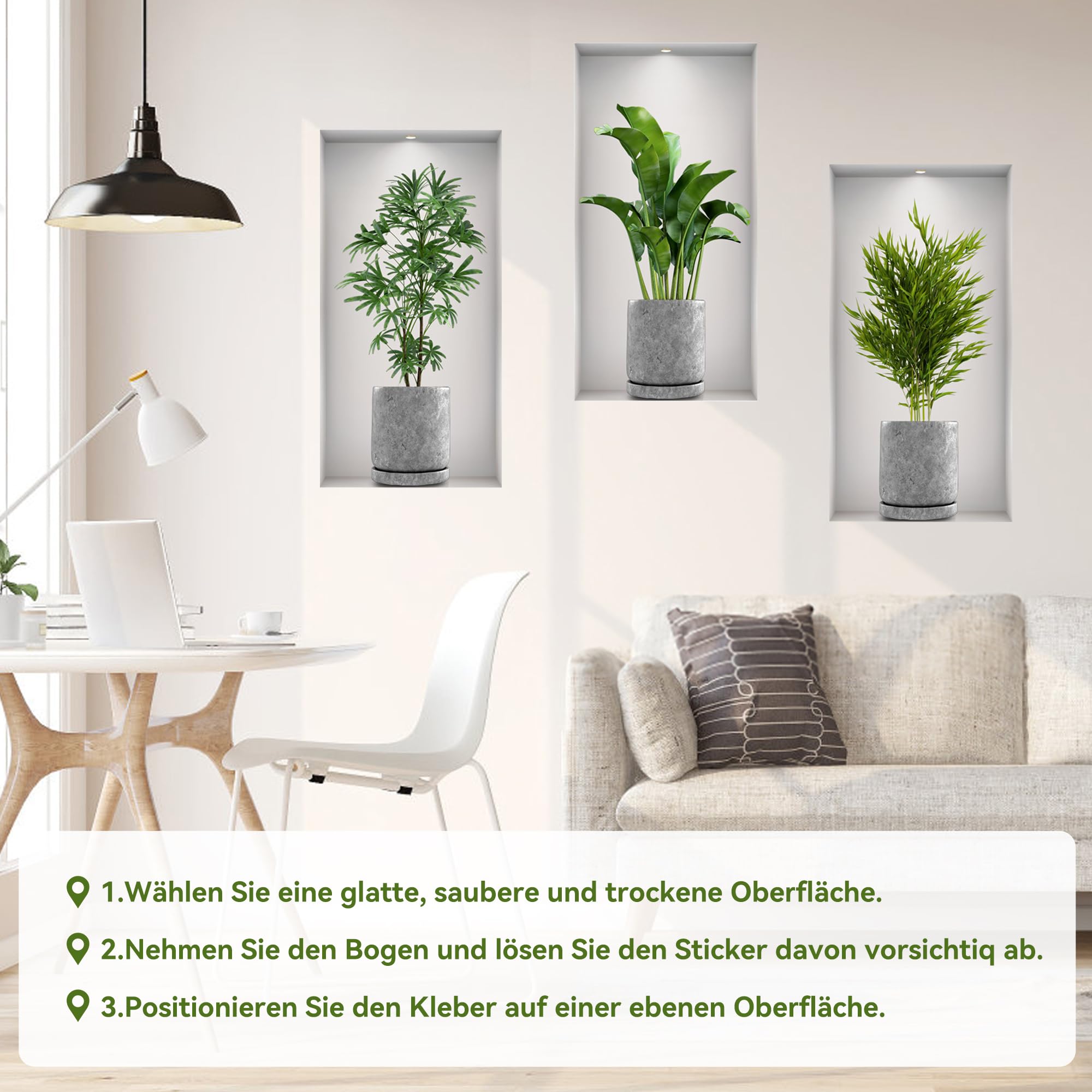 Autocollant Mural 3D Bonsaï PVC - Décoration Plantes Amovible Pour Salon Et Chambre