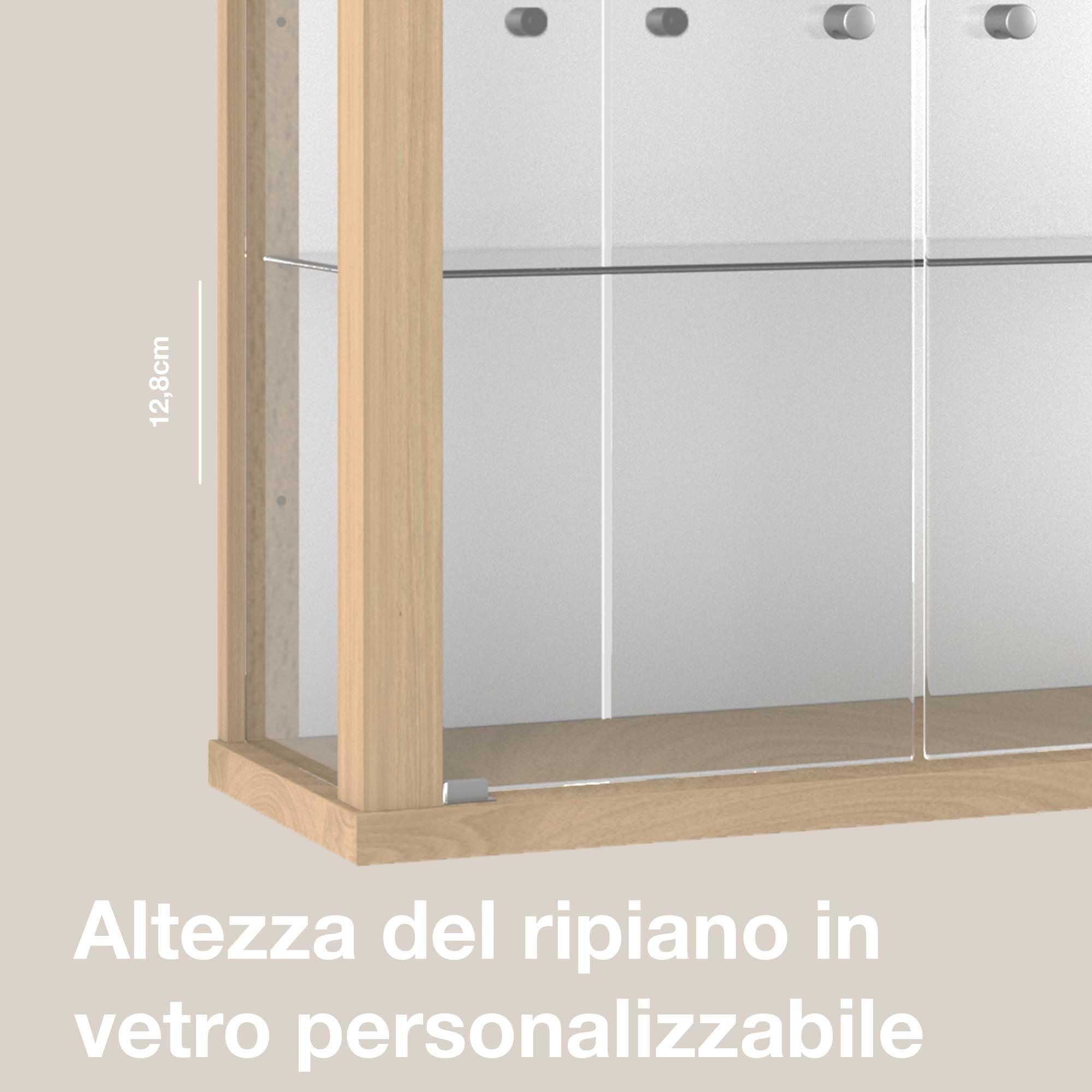 Vetrina Collezionisti K-Möbel In Vetro E Faggio 80x60x25 Cm Con Luci LED - Foto 3