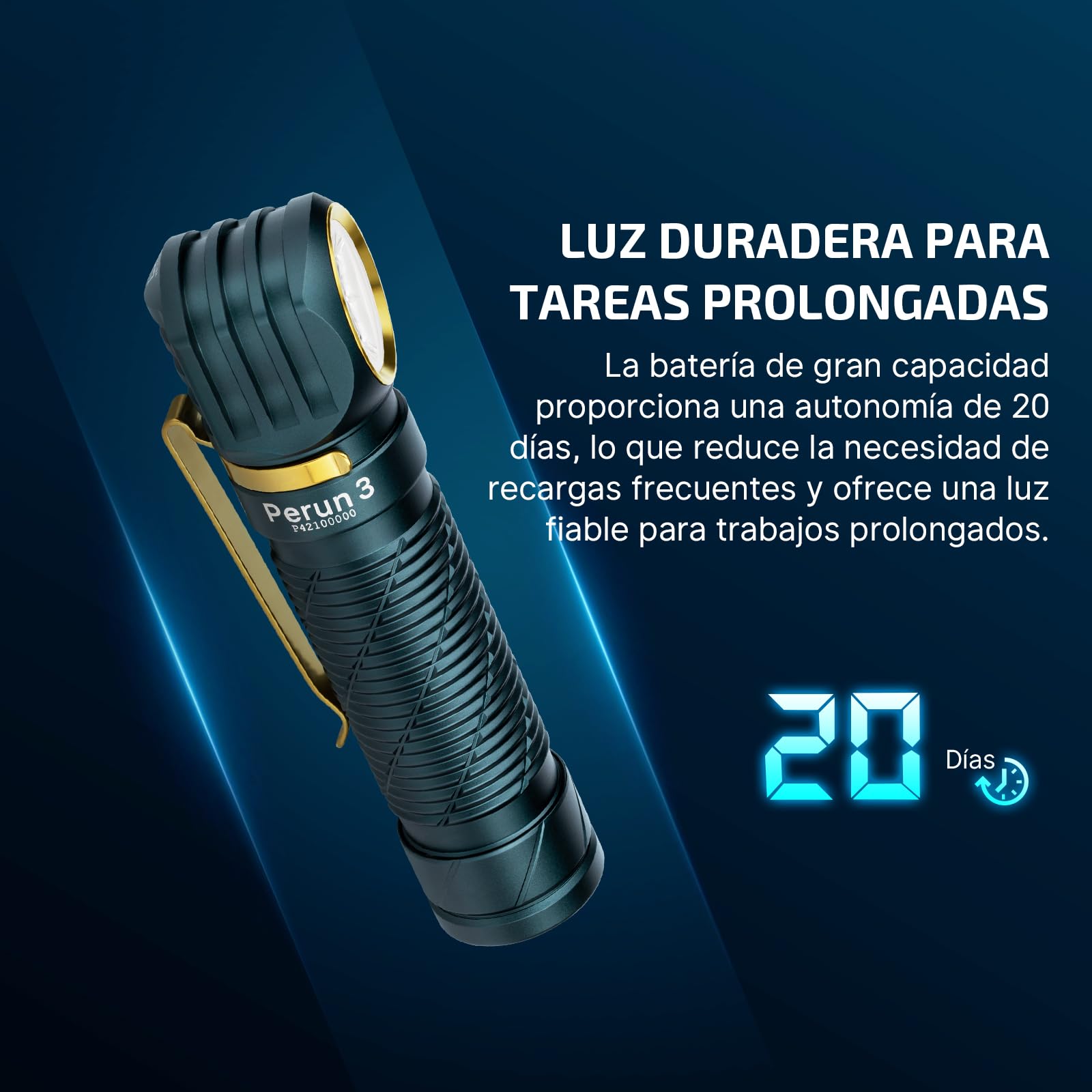 OLIGHT Perun 3 Linterna Frontal LED Recargable Ángulo Recto 3000 Lúmenes 160 Metros 20 Días Pesca