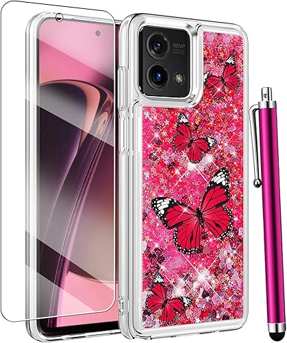 CAIYUNL Funda para Moto G Power 5G 2023 con protector de pantalla, para mujeres y niñas, con purpurina líquida, flotante, suave, TPU, a prueba de CAIYUNL Funda para Moto G Power 5G 2023 con protector de pantalla, para mujeres y niñas, con purpurina líquida, flotante, suave, TPU, a prueba de