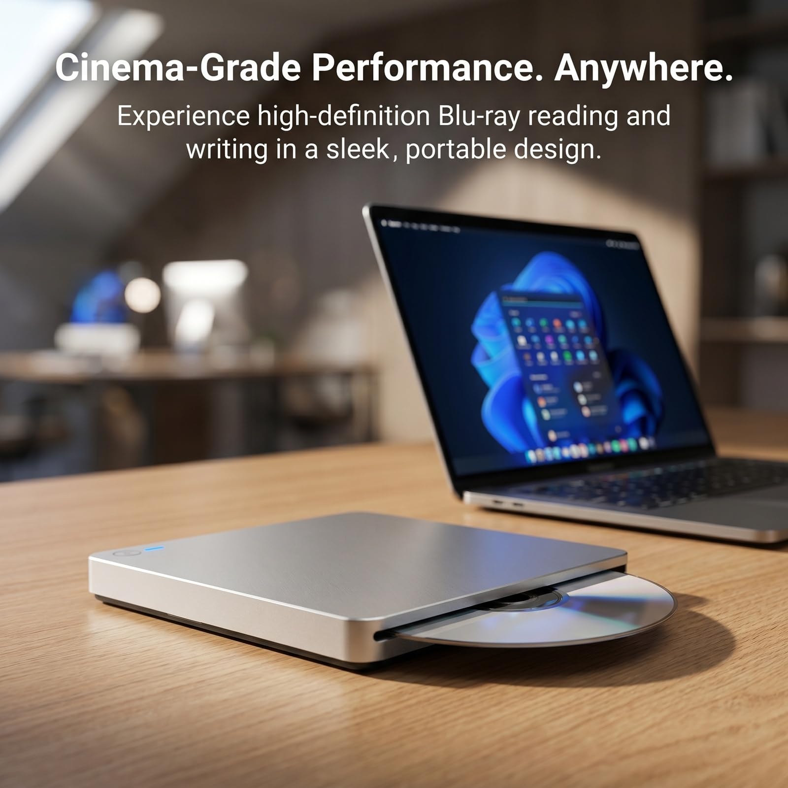 Colexy Externa de BLU Ray, Grabadora Externa USB 3.0 BLU Ray 3D DVD CD BD Grabadora de Aleación de Aluminio de Alta Velocidad Reproductor para Laptop, MacBook, PC de Escritorio