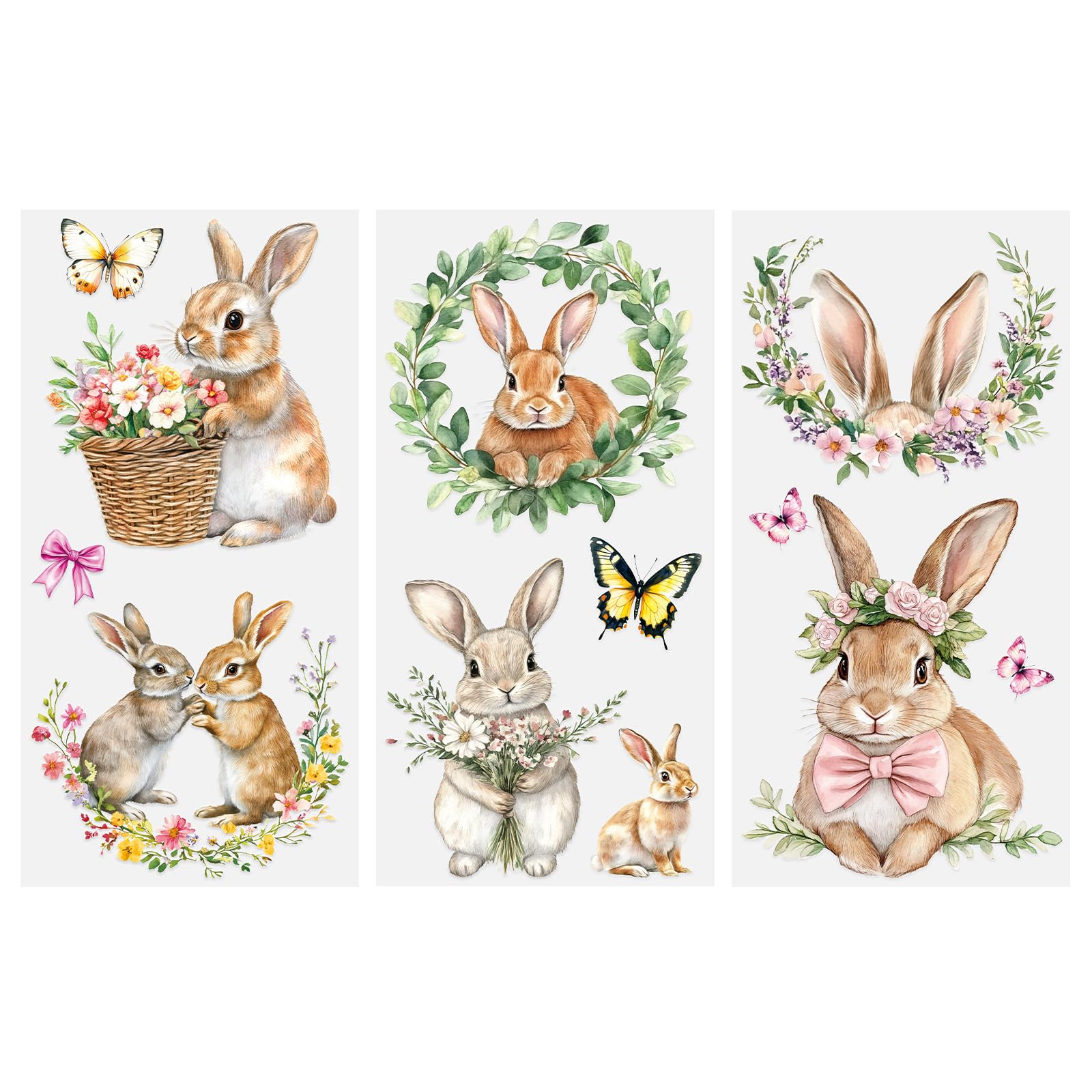 HICOHAND Rub on Transfers Stickers for Crafts Animal Theme Furniture Transfers Decor Decals for Glass Porcelain Wood Plastic Photo Albums Garden Door Bedroom Home Decor (Cute Rabbit)