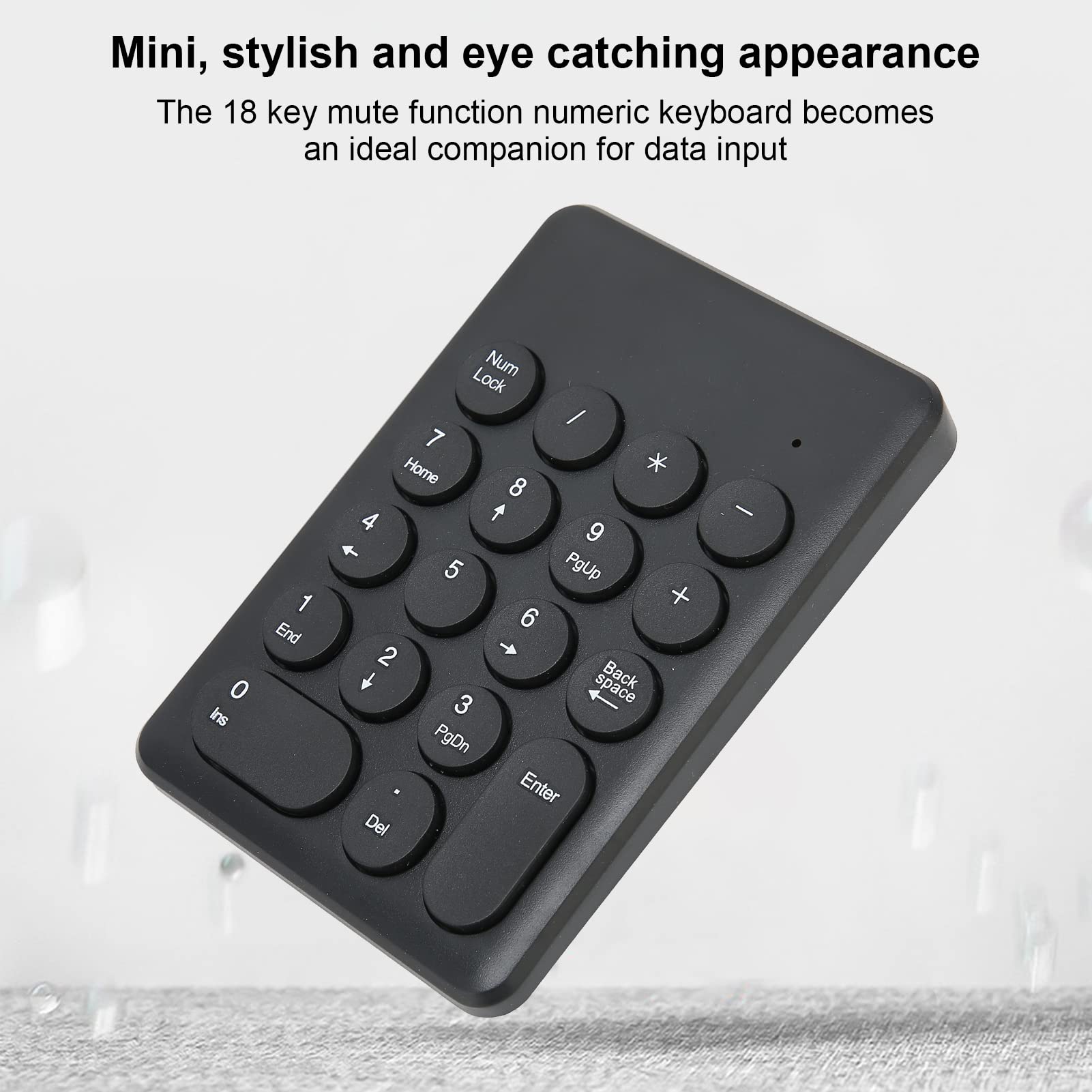 Pavé Numérique Bluetooth Denash - Clavier Numérique Sans Fil 18 Touches Concaves - Compatible PC Bureau/Portable