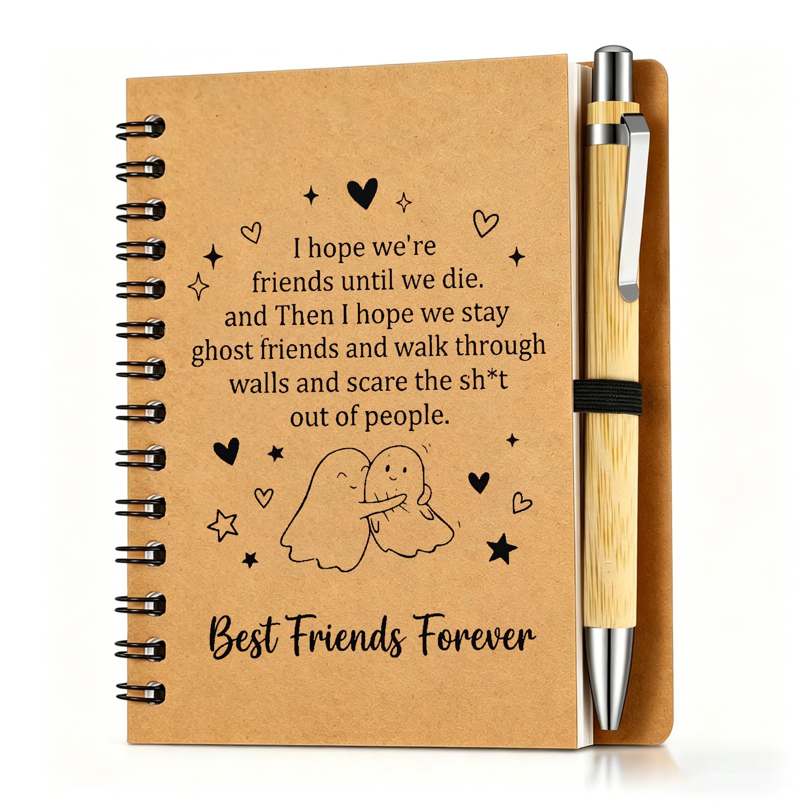 Mitibet Friendship Gifts for Women, A6 Notebook with Pen, Birthday Gifts for Best Friend Female, Funny Special Thoughtful Woman Birthday Present, Fun Work Bestie, Adult Beat Friend (Best Friends)