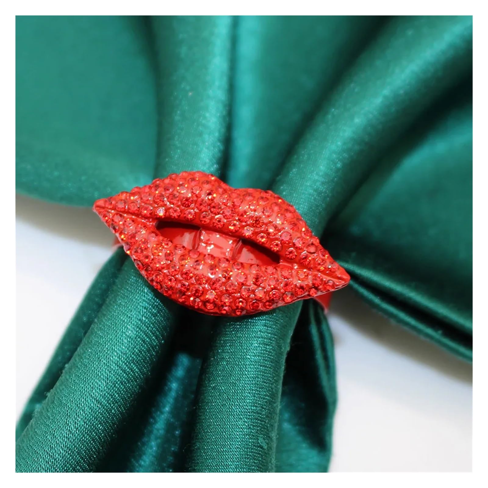 porta tovaglioli da tavolo 6Pcs Valentine's Day Napkin Rings Rhinestone Red Lip Holders for Anniversary Wedding Christmas Table Decor