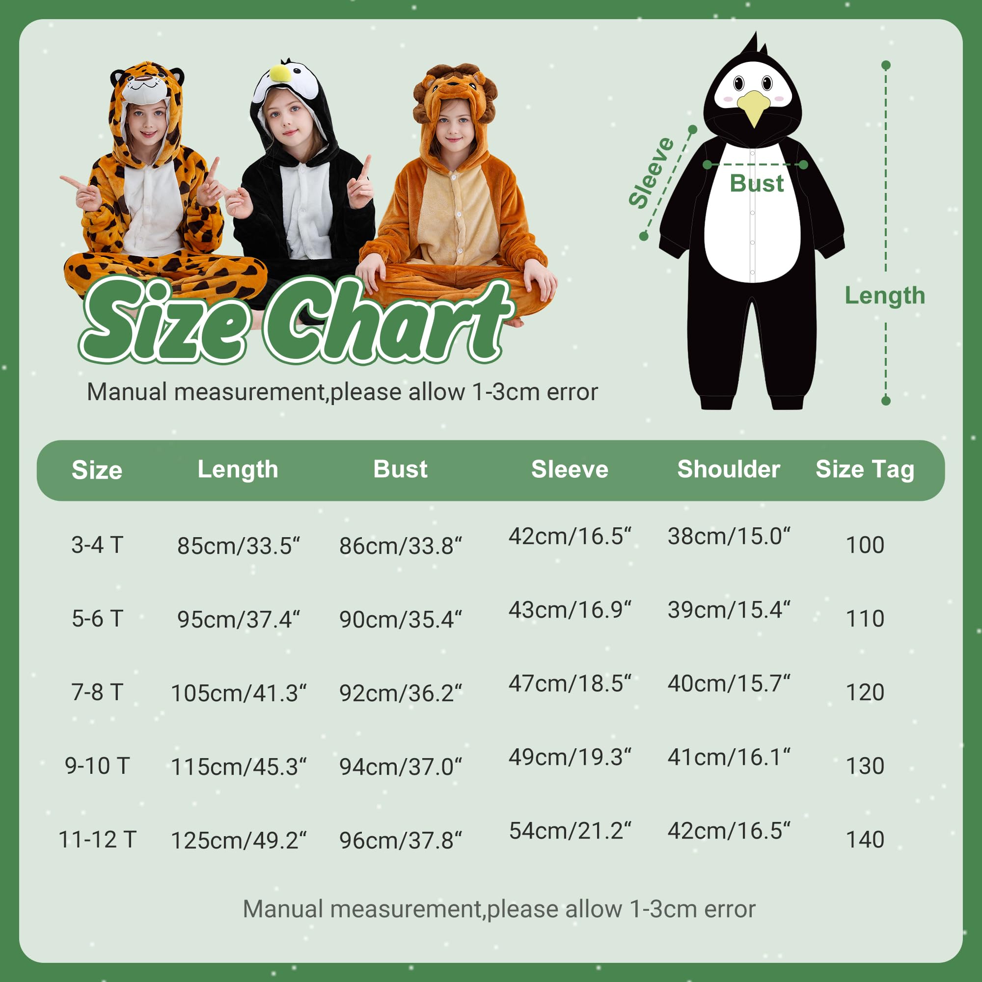 HAHASHOW Combinaison Pyjama Enfant Grenouillère Surpyjama Enfants Cosplay Cartoon Animaux à Capuche Unisexe Grenouillères Vêtements de Nuit Garcon Fille 3-12 Ans