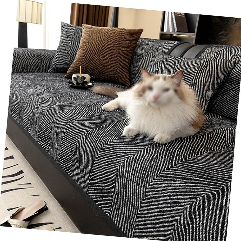 Housse De Canapé pour Chiens Couvre Canapé Lavable Housse Canapé en Chenille Canapé Serviette 1-4 Places Housse De Coussin, Antidérapant Housse De Protection pour Canapé(Black,90x240cm)