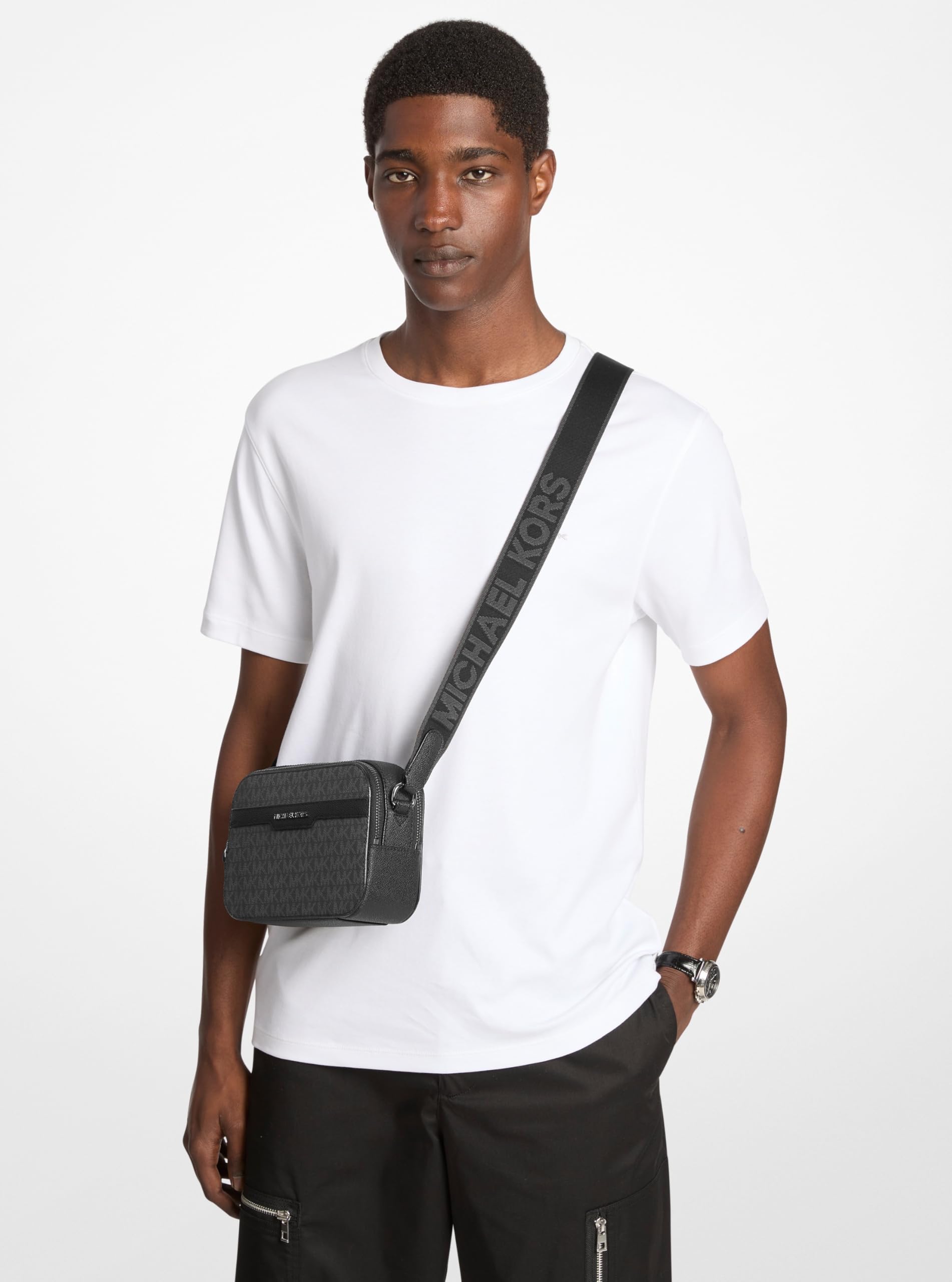 Michael Kors Borsa per fotocamera da uomo Hudson con doppia zip